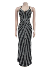Rhinestone Lace-up Backless Party Club Dress