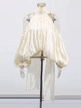 Elegant Off Shoulder Bubble Sleeve Chiffon Top