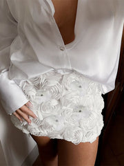 Elegant Rose Flower Embellished Mini Skirt