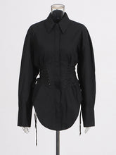 Casual Long Sleeve Cinched Waist Shirt
