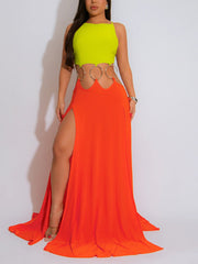 Sexy Lace-up Backless High Slit Maxi Dress