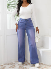 Fashion Retro High Waist Elastic Straight Jeans