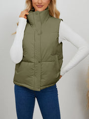 Fashion Sleeveless Zip Up Warm Puffer Vest