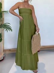 Strapless Patchwork Long Dress