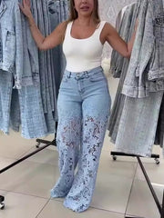 Fashion Lace Patchwork Straight Jeans