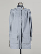 Fashion Stand Collar Ruched Loose Casual Jacket