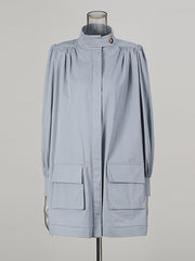 Fashion Stand Collar Ruched Loose Casual Jacket