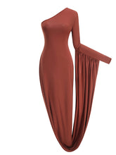 Sexy Slanted Shoulder Single Sleeve Party Dress