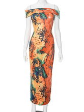 Sexy Off Shoulder Print Slim Dress