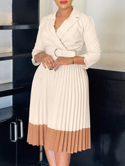 Retro Business Office Fit Mid-Calf A-Line Dress