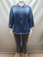 Denim Loose Lapel Batwing Sleeve Casual Jacket