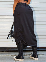 Drawstring Side High Waist Casual Cargo Skirt