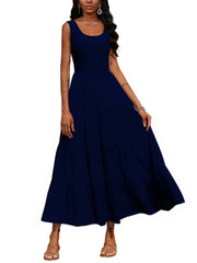 Casual Sleeveless High Waist Tiered Maxi Dress