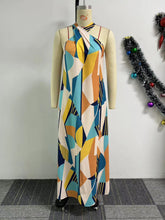 Casual Cross Neck Halter Sleeveless Print Dress