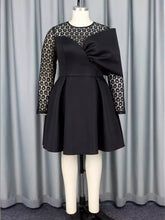 Lace Patchwork Round Collar High Waist Party Dress