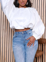 Fashion Batwing Sleeve Loose Cropped Blouse Top