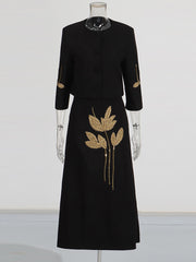 Boutique Rhinestone Decor Jacket and Skirt Sets