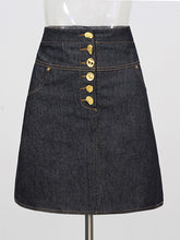 Fashion Single-breasted High Waist Denim Skirt