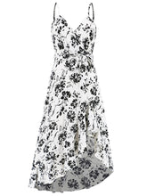 Sexy Spaghetti Strap Irregularity Flower Print Dress