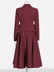 Elegant Floral Applique Blazer and Midi Skirt Sets