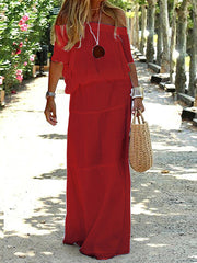 Solid Color Off Shoulder Loose Casual Dress