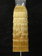 Fashion High Waist Tiered Fringe Maxi Skirt