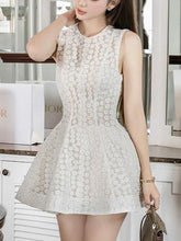 Elegant O Neck Sleeveless Embroidered Tulle Mini Dress
