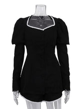 Casual Puff Sleeves Lace Spliced Shorts Sets