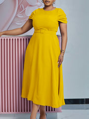 Round Neck Short Sleeve Irregularity Dress