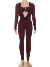 Sexy Metal Decor Tops Deep V Club Party Jumpsuits