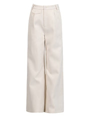 Round Neck Casual Top Straight Pants Two Piece Set