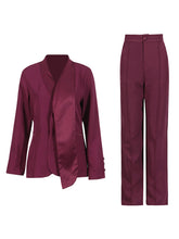 Fashion Asymmetry Blazer Straight Pants Suit