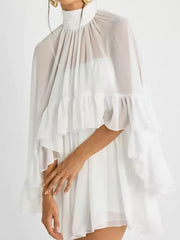 Elegant See-through Smock Top Slip Dress Two Piece Set