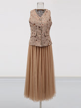 Sleeveless Sequin Vest Patchwork Mesh Skirt Set