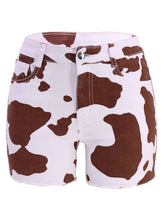 Casual Cow Print Cute Denim Shorts