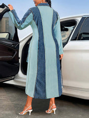 Plus Size Fashion Color Block Patchwork Denim Dress