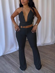 Elegant Bandage elastic Hollow Out Halter Jumpsuit