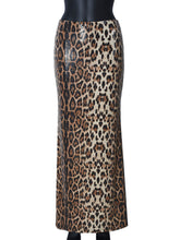 Sexy Leopard Print Sequin Maxi Skirt