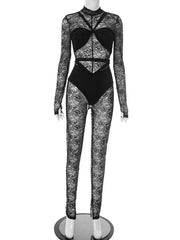 Sexy Lace See Through Slim Jumpsuits