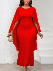 Elegant Chiffon Cape Sequin Elegant Party Gown