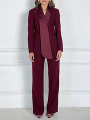 Fashion Asymmetry Blazer Straight Pants Suit