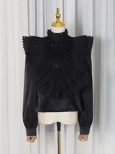 Fashion Pleated Hollow Spliced Sequin Slimming Blouse