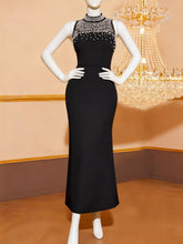 Elegant Rhinestone Sleeveless Slim Evening Party Dress