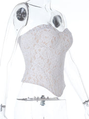 Sexy Strapless Embroidery Lace Girdling Vest Top