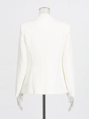 Fashion Rhinestone Notch Collar Slim Blazer