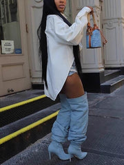 Casual High-Low Tunic Lantern sleeves Loose Shirt