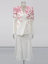 Fashion Spliced Petal Blazer Long Skirt Two Piece Set