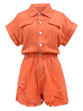 Casual Ripped Shorts Denim Romper