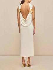 Elegant Sleeveless Slim Backless Maxi Dress