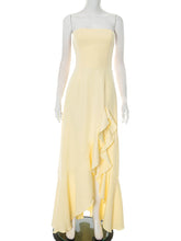 Sexy Strapless Backless Bow Hem Ruffle Maxi Dress